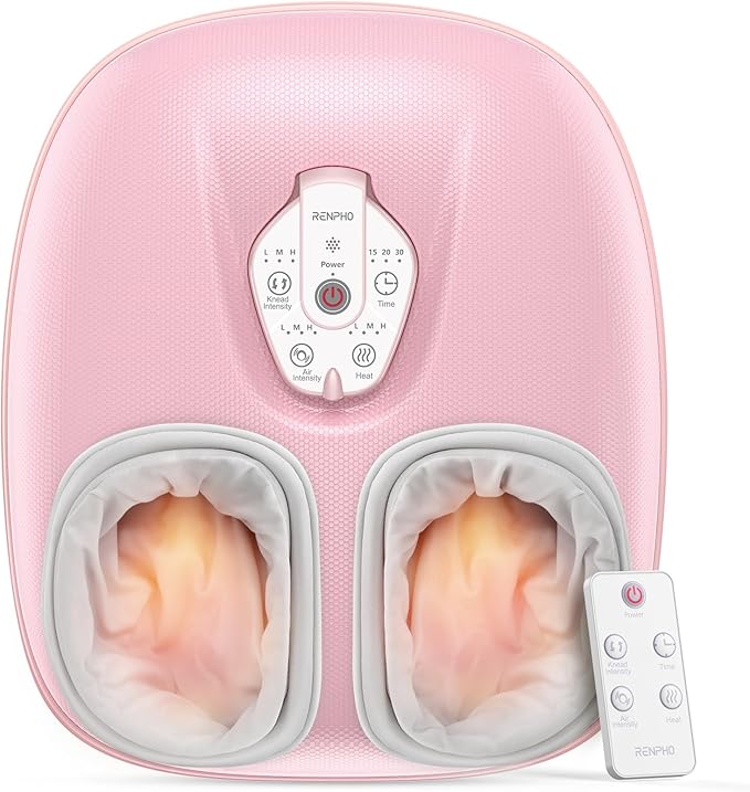 RENPHO Foot Massager Machine with Heat [2026 Upgraded], Shiatsu Foot Massager for Plantar Fasciitis, Valentines Day Gifts for Her Him, Cordless Control, Best Gifts for Women/Mom/Wife, Pink