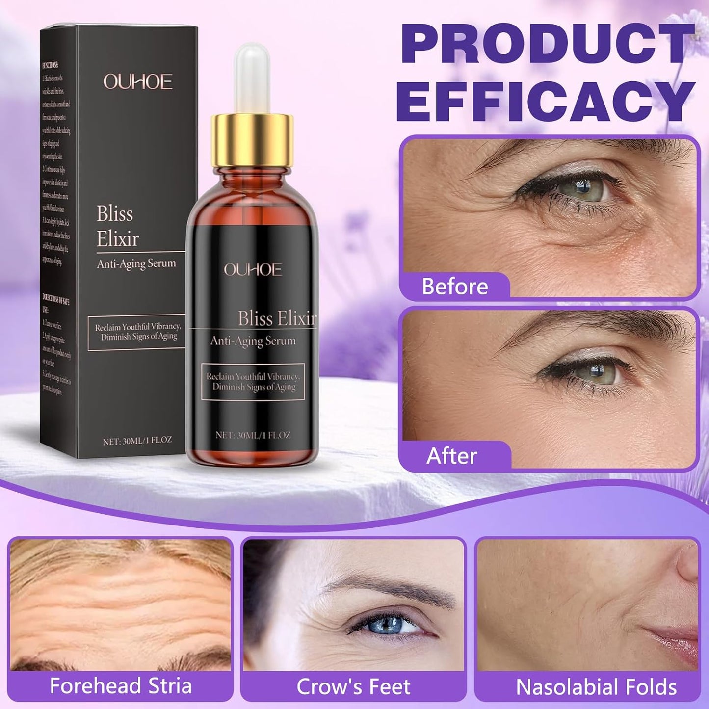 2pc Facial Serum with Glycerin and Peptides - Formula to Help Reduce Appearance of Fine Lines, Improves Skin Elasticity, Anti-Aging Serum for Face, Hydrating & Firming Face Serum