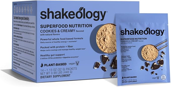 BODi Shakeology 0g Added Sugar Plant Based Protein Powder Blend, Gluten-Free Shake with Vitamins and Minerals – Helps Support Healthy Weight Loss, Lean Muscle, Cookies and Creamy- 14 Servings