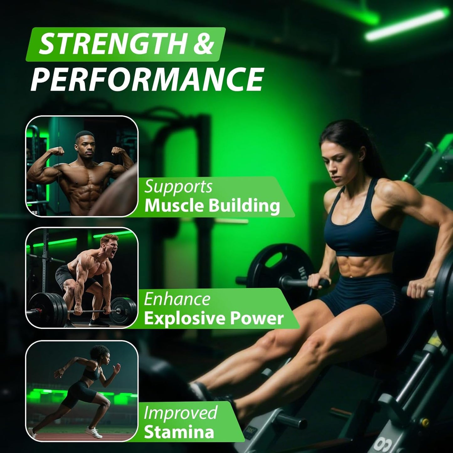 Creatine Monohydrate Gummies Complex 8500 MG for Men & Women, Creatine Monohydrate Supplement for Muscle Growth, Strength & Energy Support, Pre Workout Gummies 120 Count Green Apple Flavor