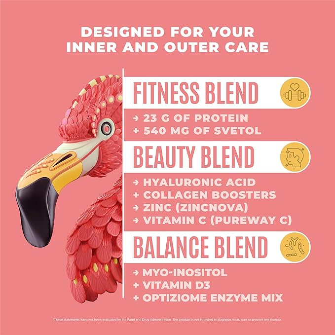 BIRDMAN Fitmingo Vegan Protein Powder with Inositol, Collagen Boosters, Hyaluronic Acid and Vitamins | Low Carb, Dairy Free, Low Calorie | 23g Plant Based Blueberry Protein Powder with Myo-Inositol