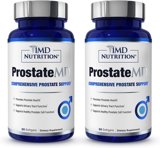 1MD Nutrition ProstateMD Saw Palmetto Prostate Support Supplement - Support for Urinary Tract and Frequent Bathroom Urges | 60 Softgels (2-Pack)