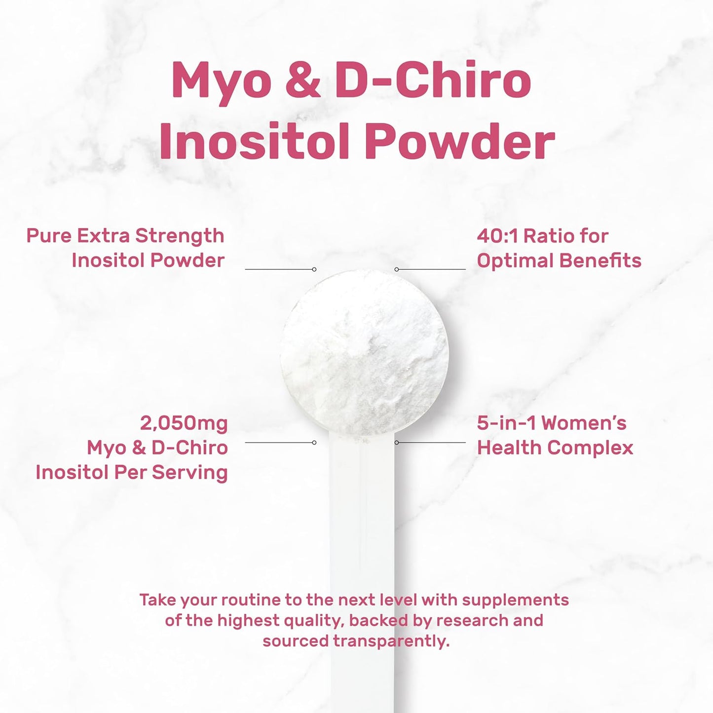 Myo-Inositol & D-Chiro Inositol Supplement for Women (40:1) | 2,050mg Per Serving | 8oz Powder | with Methylfolate, Vitamin D3, & Vitex | Hormonal Balance & Cycle Support | Non-GMO