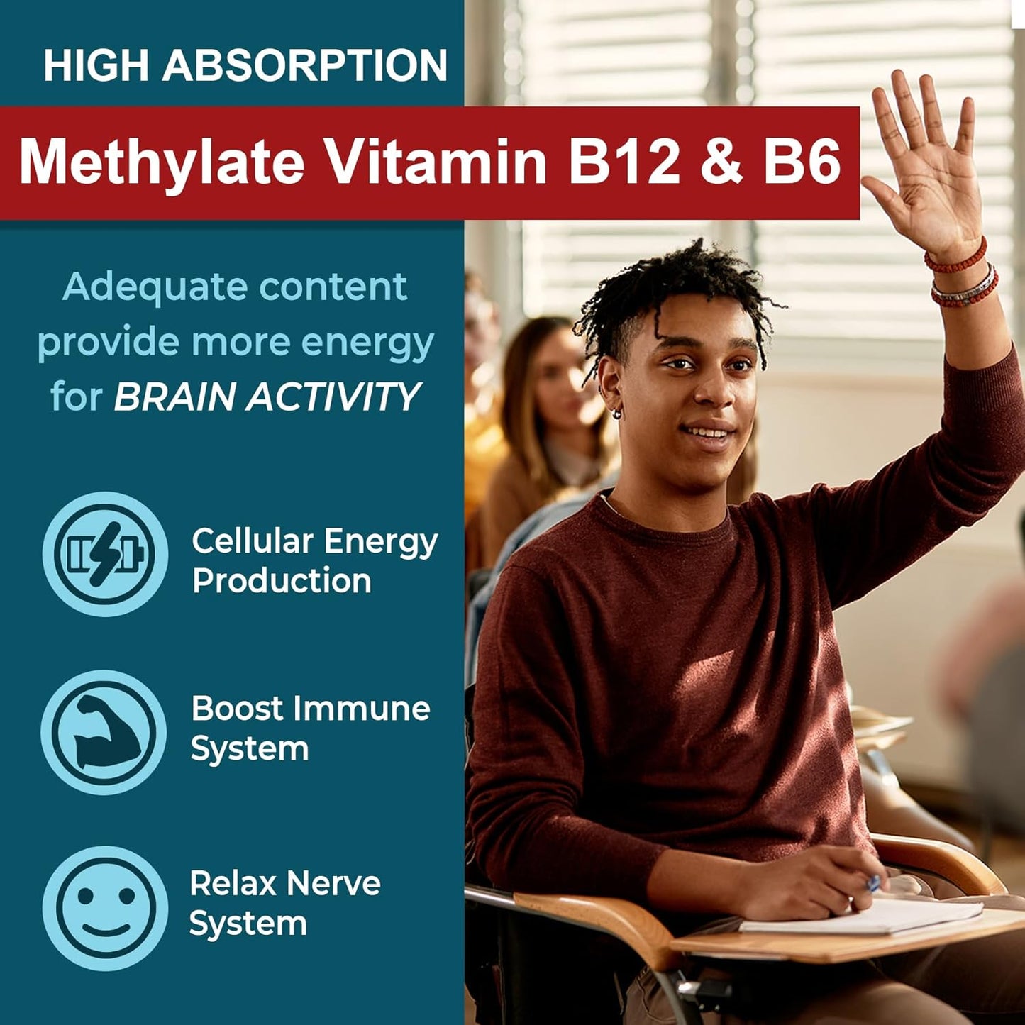 11-IN-1 Brain Supplement for Memory and Focus with L-Tyrosine L-Theanine, Methylated B12 & B6, Lion's Mane Mushroom, Ginkgo Biloba, Bacopa Monnieri, Choline for Focus, Nootropic, Energy, 2Packs