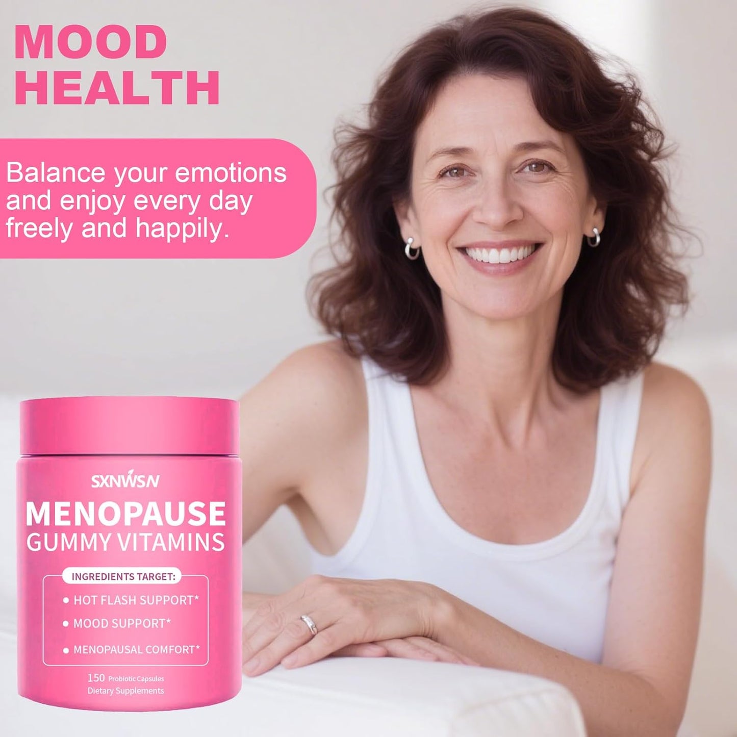 Menopause Support Capsules with Vitamin B6 D3 & Ashwagandha, Black Cohosh, Chasteberry Extract - Hot Flash & Mood Support,150 Count