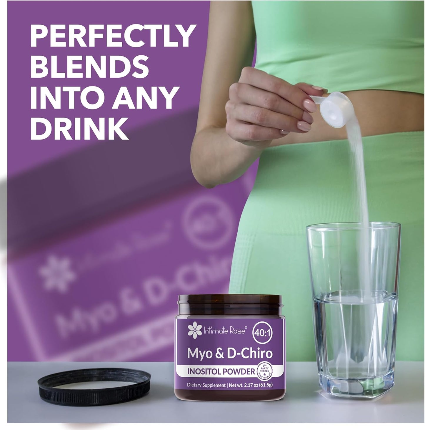 Intimate Rose Inositol Supplement for Women Powder - Myo-inositol & D-Chiro Inositol Powder - Hormonal Balance & Healthy Ovarian Function Support for Women - Ideal 40:1 Ratio - Made in USA