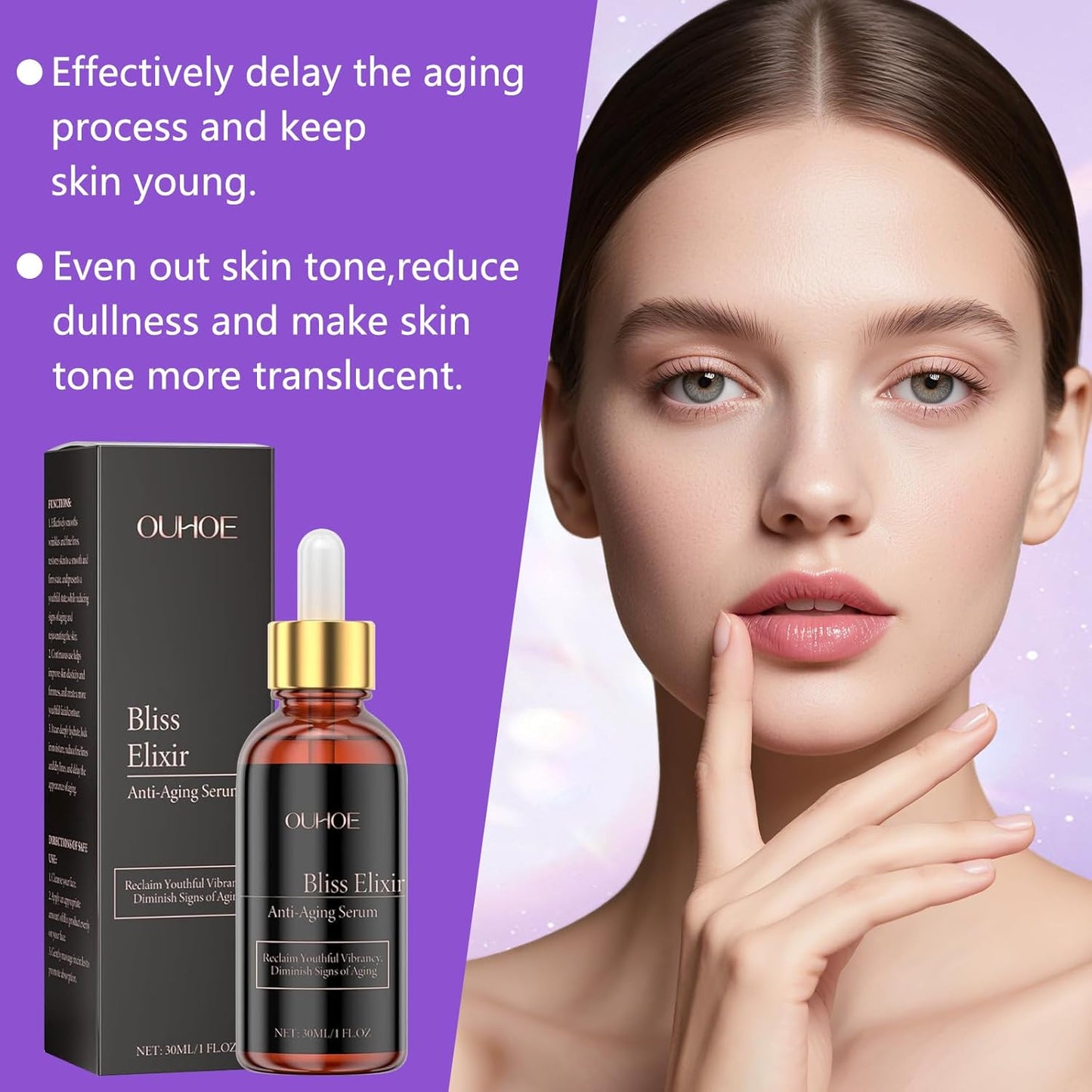 2pc Facial Serum with Glycerin and Peptides - Formula to Help Reduce Appearance of Fine Lines, Improves Skin Elasticity, Anti-Aging Serum for Face, Hydrating & Firming Face Serum