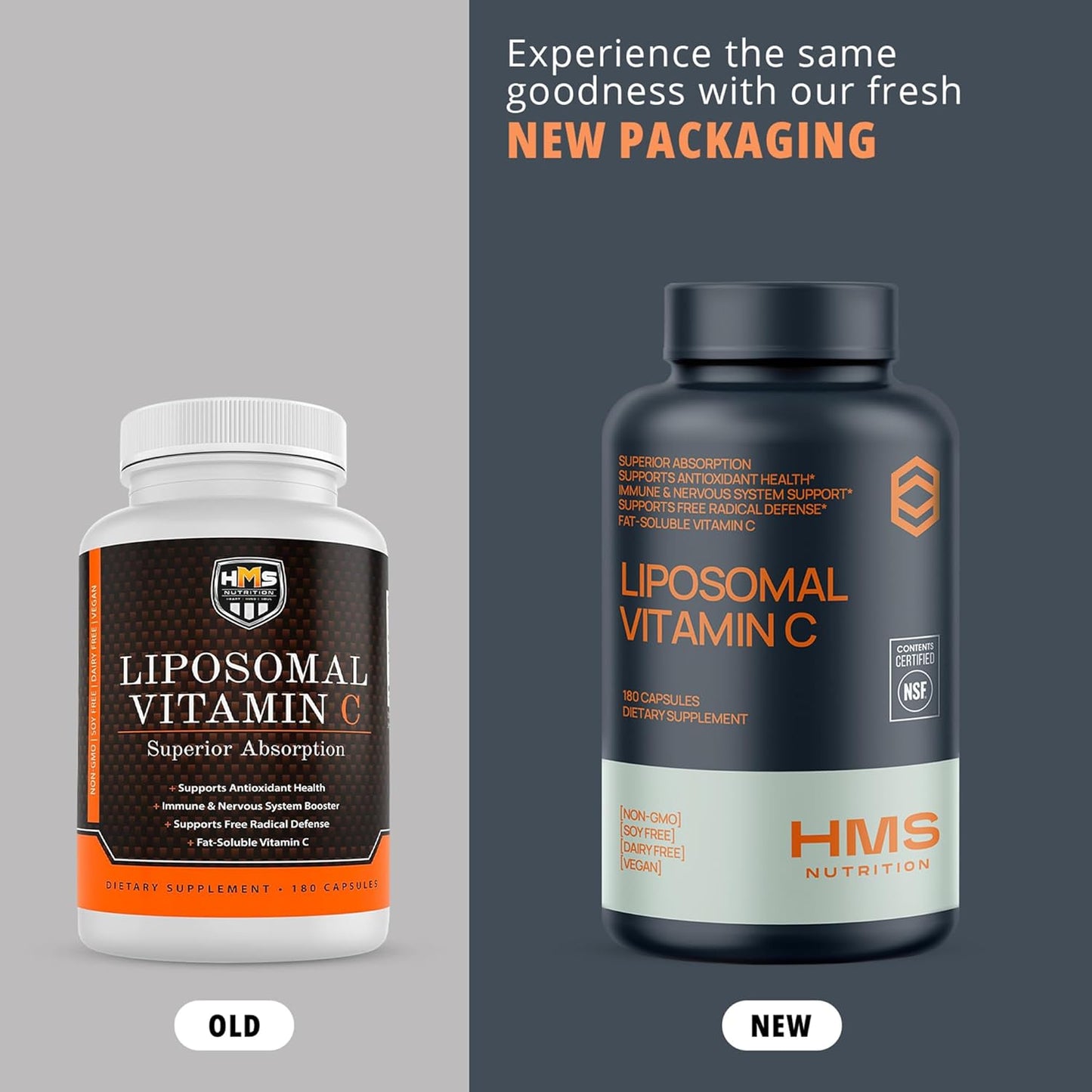 1600mg Liposomal Vitamin C, Fat Soluble VIT C, Higher Bioavailability Immune Support Supplement, Non-GMO Gluten Free NSF Certified Supplements, 180 Capsules