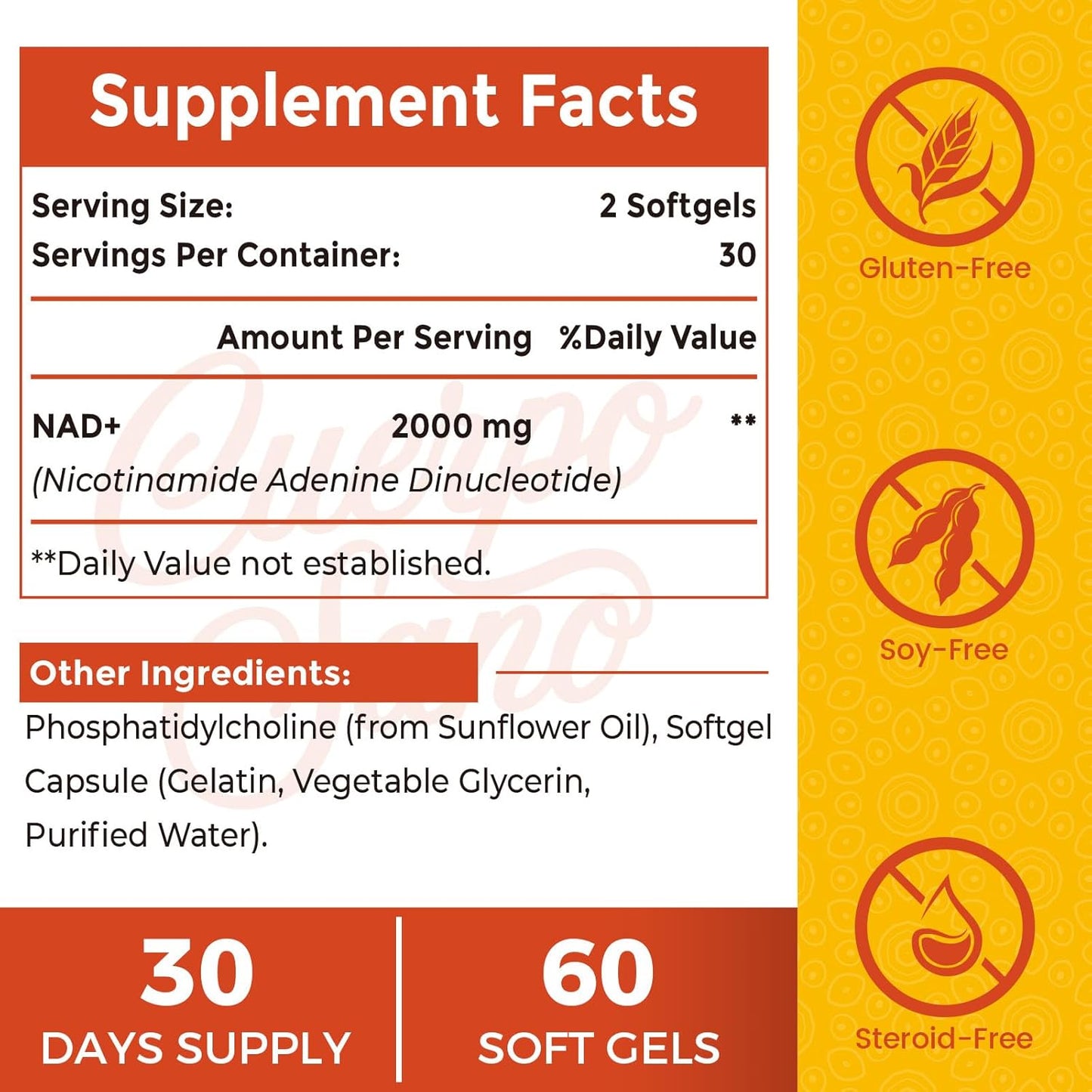 2000 MG NAD Supplement, Liposomal NAD+ with High Absorption, More Efficient Than Nicotinamide Riboside, Pure & Plus Boosting Supplement, Aging Defense, Metabolism & Cellular, 480 softgels