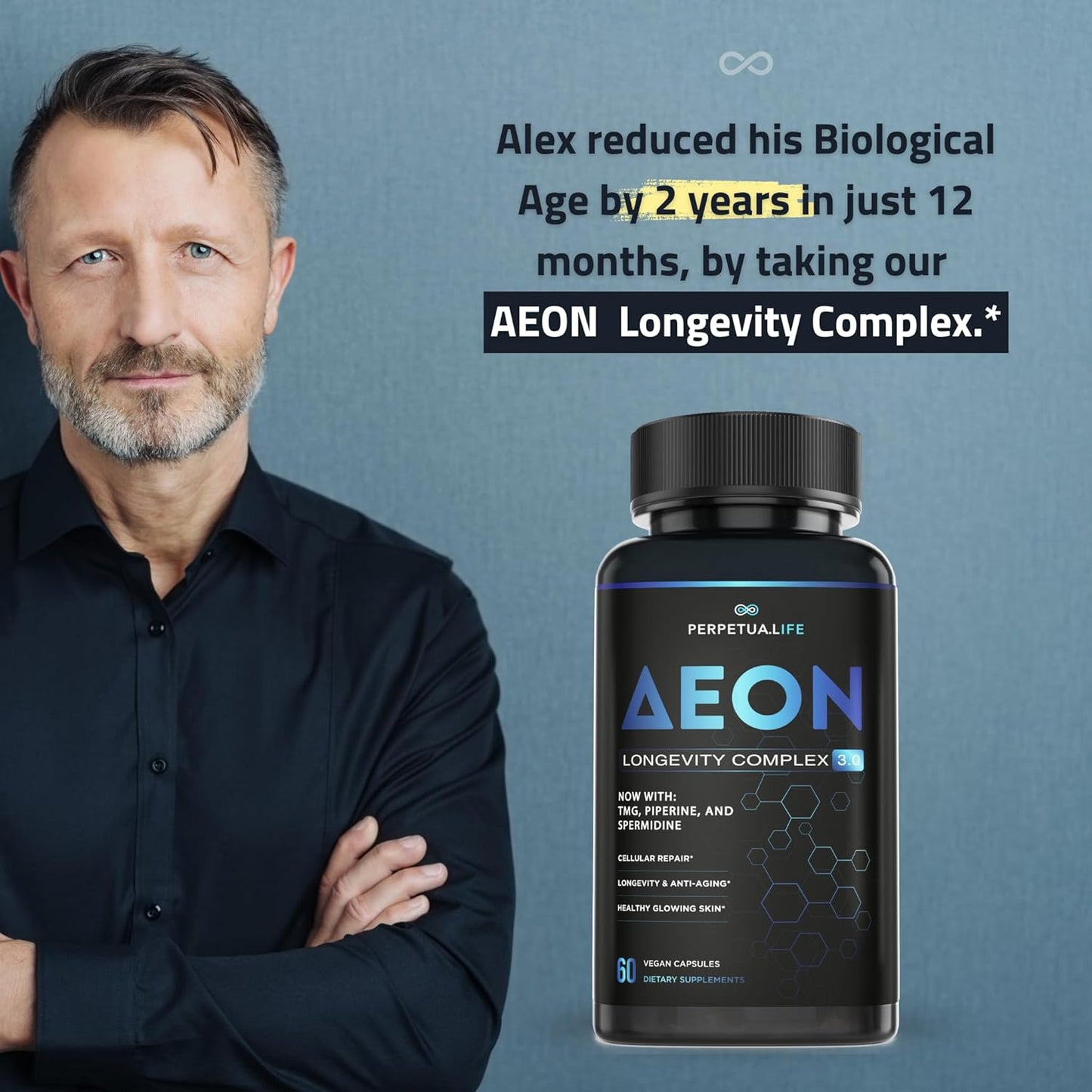 AEON Liposomal NAD+ Longevity Complex, with NAD+, NR, Resveratrol, Quercetin, Fisetin, L Theanine, TMG, EGCG, Spermidine, Astragalus, Anti-Aging Supplement, Vegan, 60 Capsules