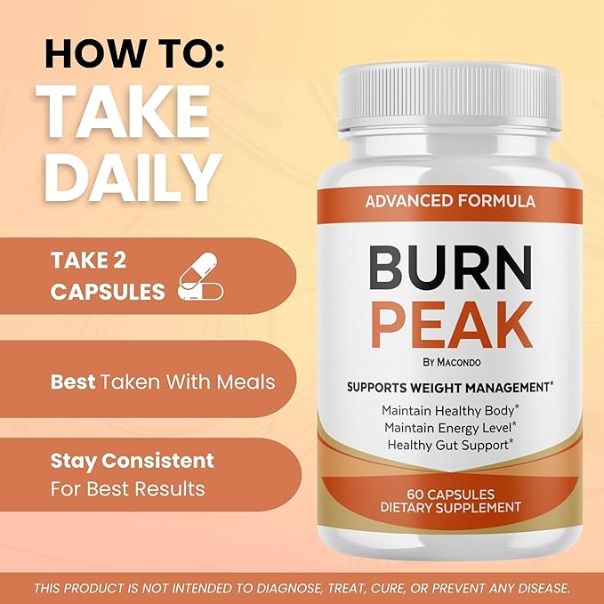 (2 Pack) BurnPeak Capsules - Official BurnPeak Advanced Supplement Premium Formula, Natural BurnPeak Support Capsules for Overall Health & Wellness, BurnPeak Pills Reviews, 120 Capsules for 2 Months
