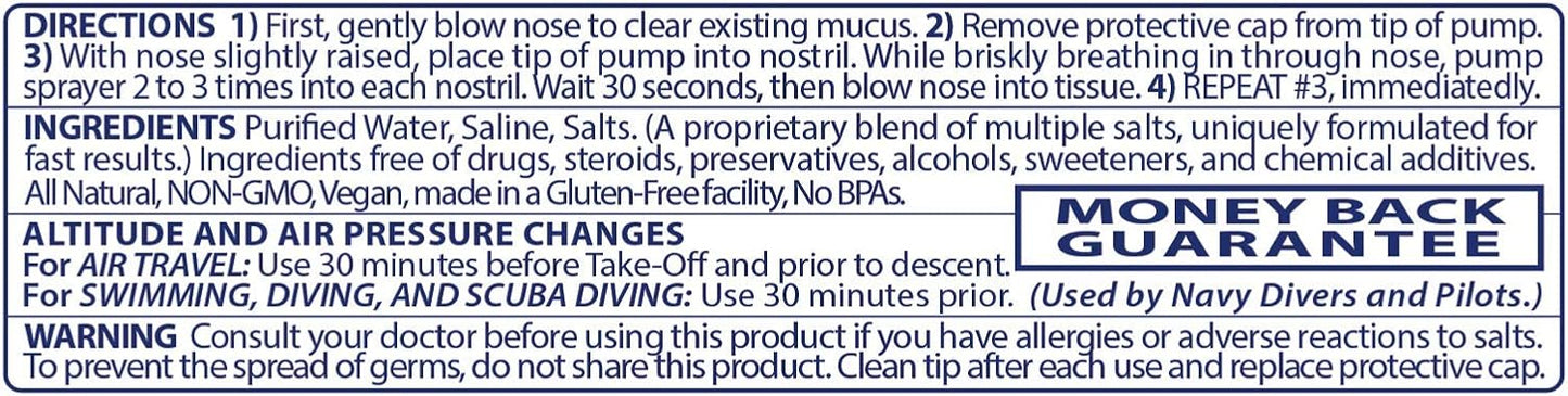 Pressureze All Natural Preservative-Free Sterile Nasal Spray - Fast Relief Nasal Spray - for Sinus Allergies, Loud Snoring & Congestion | 130 Sprays, 18 ml (Pack of 3)