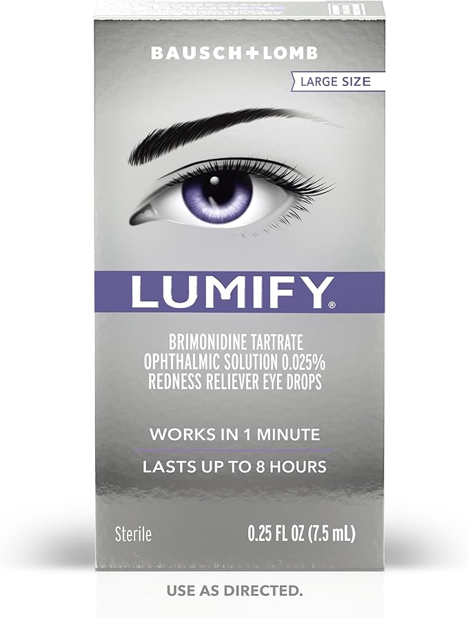 LUMIFY Eye Drops for Red Eyes, Redness Reliever for Brighter Looking Eyes, Works in 1 Minute & Lasts Up to 8 Hours, Eye Drops, 0.25 Fl Oz (7.5mL)