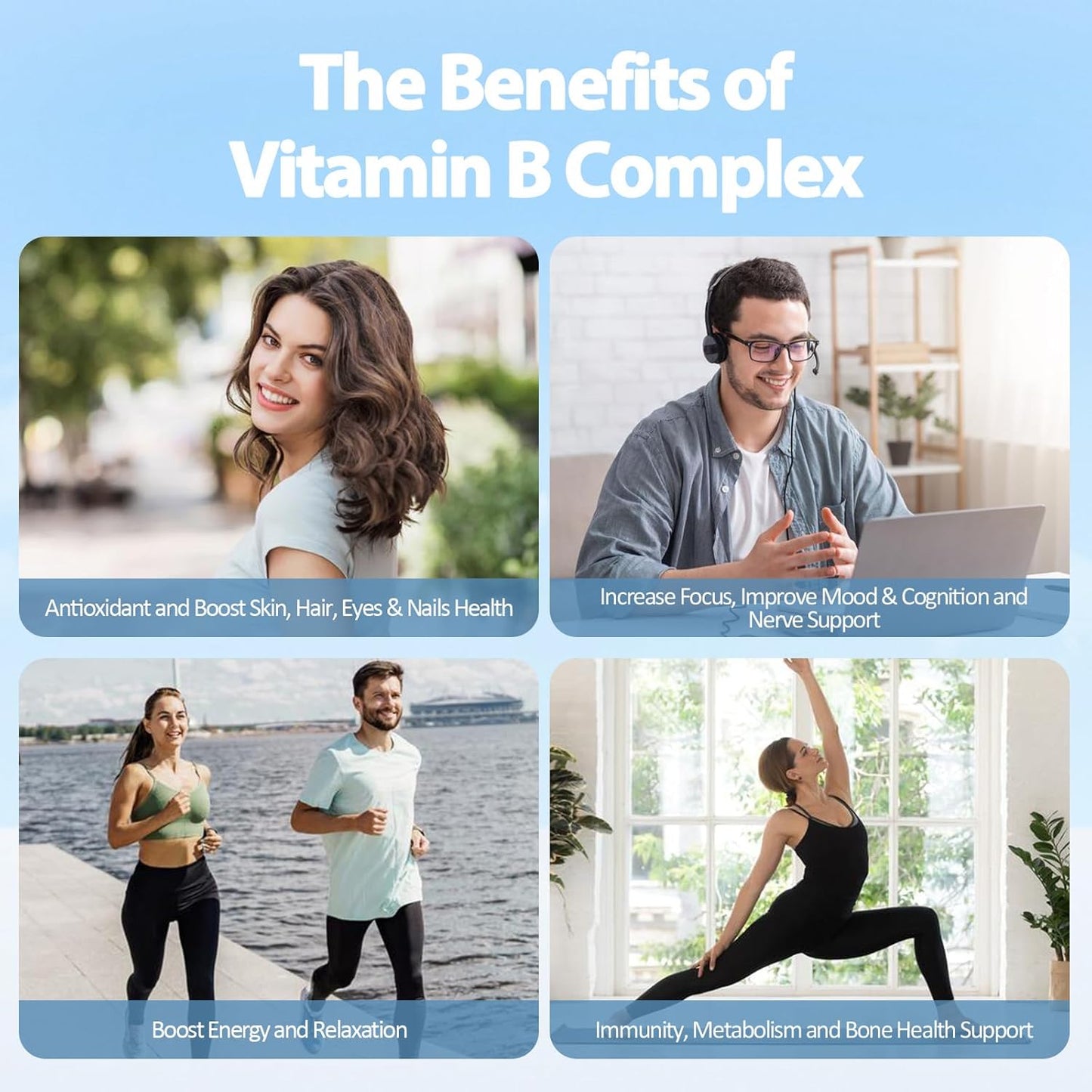 13-in-1 Vitamin B Complex Plus with Vitamin B1, B2, B3 (Niacinamide), B4, B5, B6, B7 (Biotin), B8 (Inositol), B9 (Folate), B12, C, D3, K2 - Energy, Nerve, Immune, Skin Support - 120 Vegan Capsules