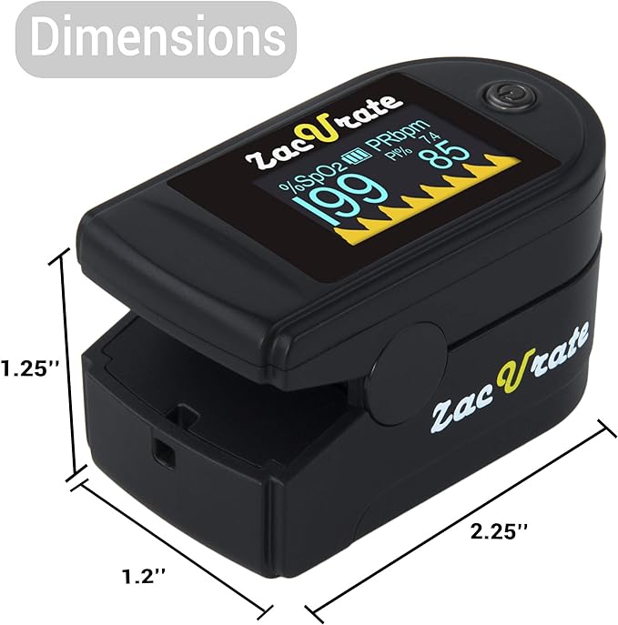 Zacurate 500C Elite Fingertip Pulse Oximeter Blood Oxygen Saturation Monitor with Silicon Cover, Batteries and Lanyard (Mystic Black)