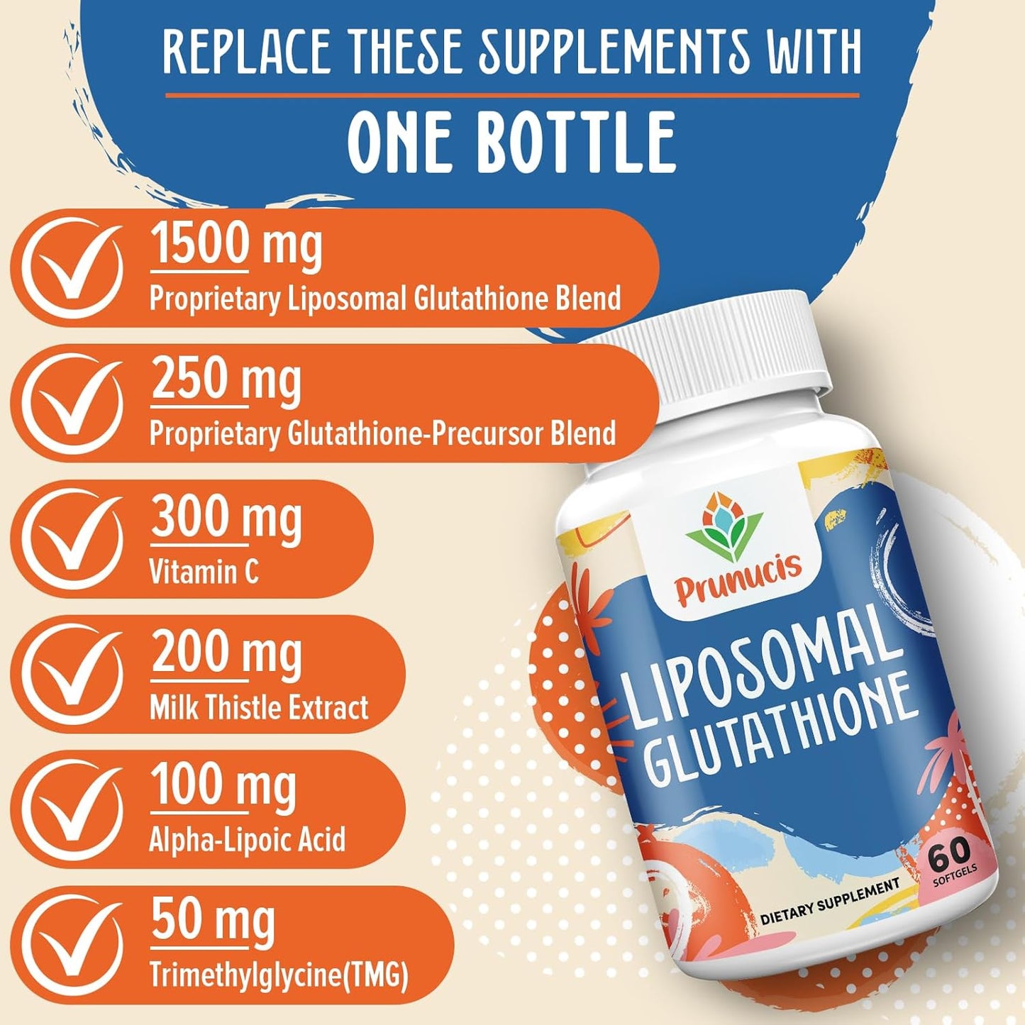 2400MG Liposomal Glutathione, with Vitamin C, Milk Thistle & Alpha-Lipoic Acid, Master Antioxidants, Pure Reduced L-Glutathione - Immune System, Cell Repair, Energy, High Absorption, 480 Softgels