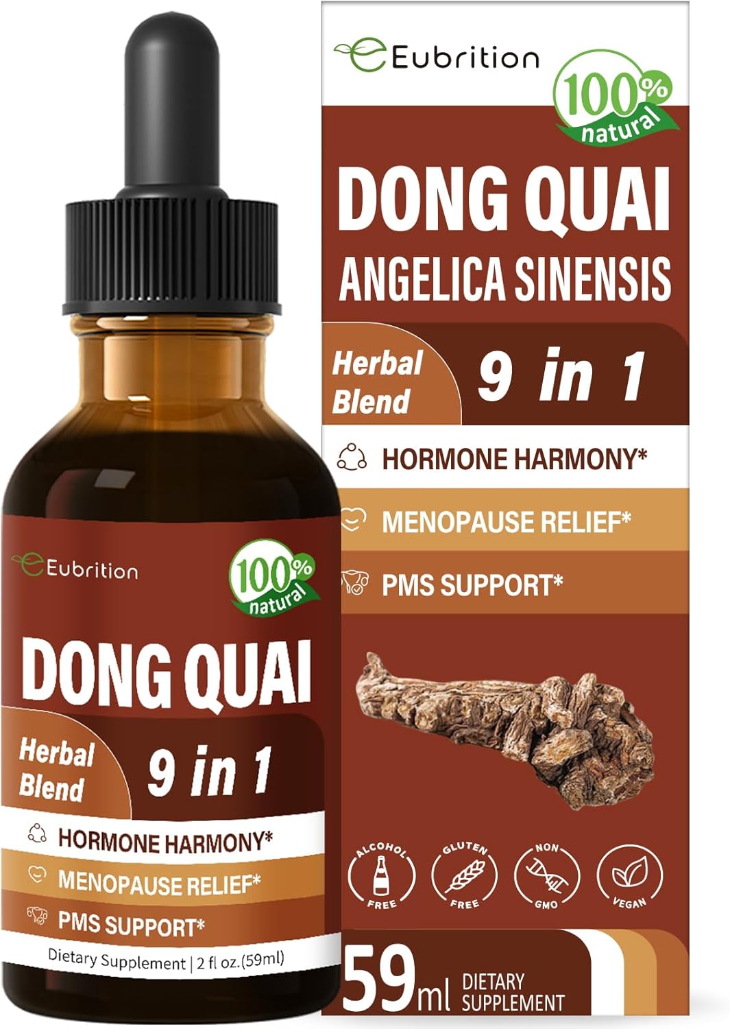 Dong Quai Liquid Supplement for Women, Angelica Sinensis Root Extract Tincture Support Menopause & PMS Relief, Hot Flashes, Herbal Blend Drops with Red Clover Fenugreek. 2oz