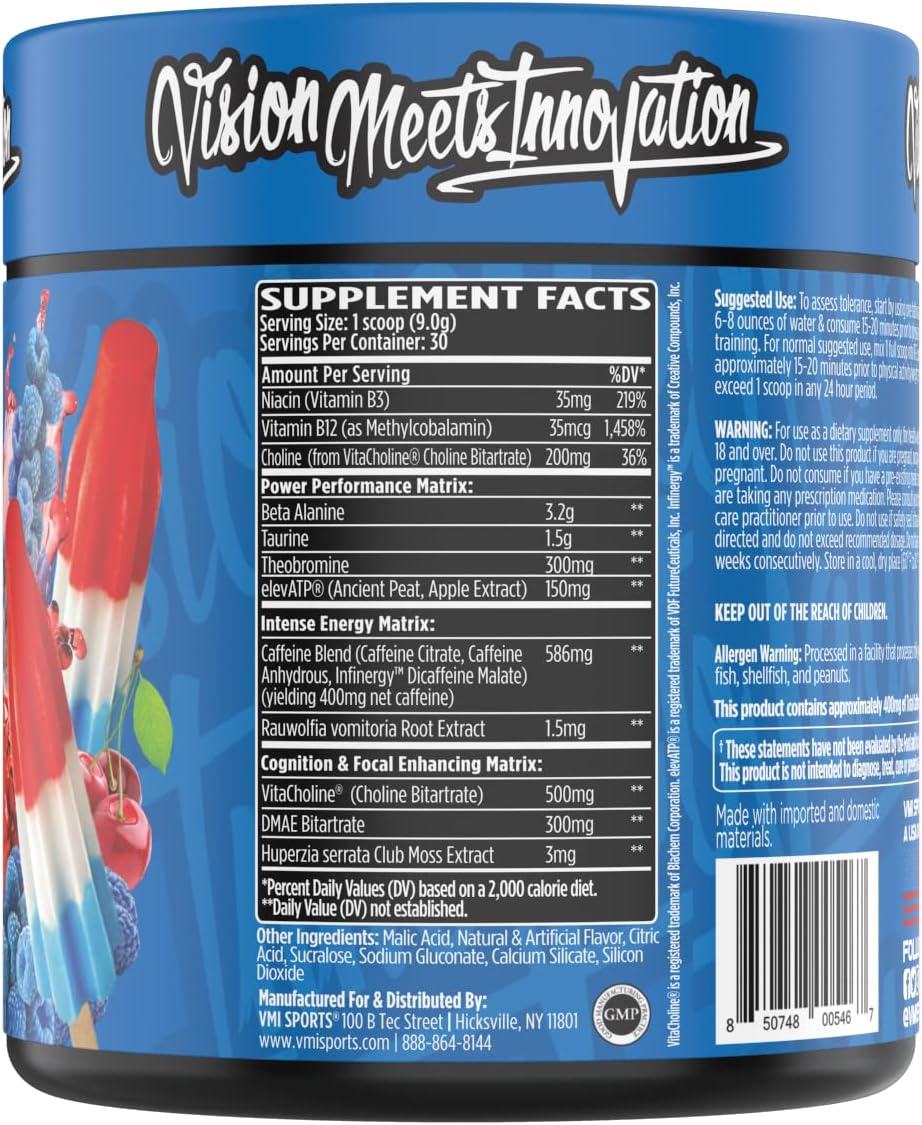 KXR Pre-Workout Energy Powder | Intense Energy Pre-Workout Drink for Men and Women| Creatine Free | Improves Performance - Enhanced Focus & Increased Endurance | 30 Servings (Patriot Pop)