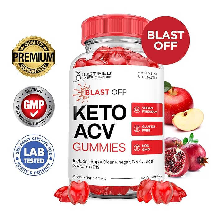 (2 Pack) Blast Off Keto ACV Gummies Advanced Formula 1000MG Blast Keto Gummies Apple Cider Vinegar Formulated with Pomegranate Beet Juice Powder B12 Vegan Non GMO 120 Gummys