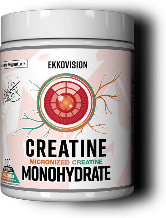 Creatine Monohydrate Powder, Micronized, Pina Colada, Pre Workout & Post Workout Supplement for Men & Women, Energy Support, Easy to Mix in Shakes, Smoothies & Beverages, 100 Servings