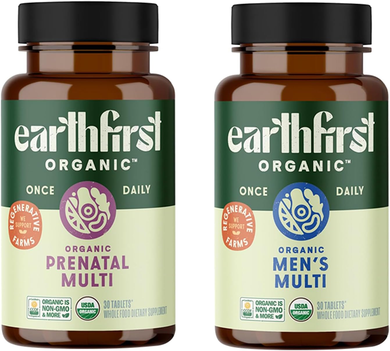 Prenatal Women’s Multivitamin and Men’s Daily Multivitamin, His and Hers Family Bundle, Complete Daily Organic Support, 30 Count