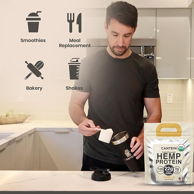 Organic Hemp Protein Powder, Plant Based and Vegan Protein Shake, Lactose and Dairy Free, Gluten Free, Clean and Natural- Vanilla (1 Serving)