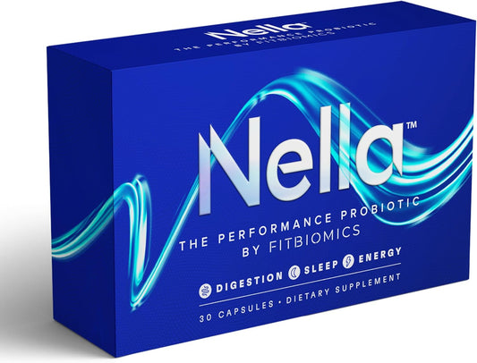 Nella Gut Health Supplements for Women & Men (30 Capsules), Energy Boosting Probiotics for Digestive Health, 3 Strains, Daily Probiotic Pills, Supports Workout & Recovery