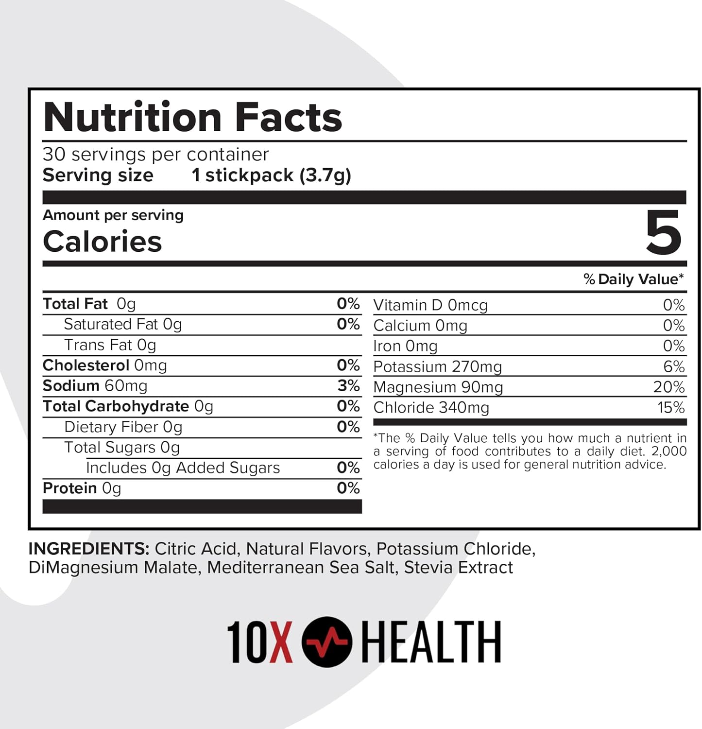 10X Health Electrolytes Powder Drink Mix Strawberry Lemonade w/Potassium, Magnesium & Mediterranean Sea Salt - Sugar-Free Electrolytes Powder - Non-GMO Electrolyte Packets - 30 Stickpacks