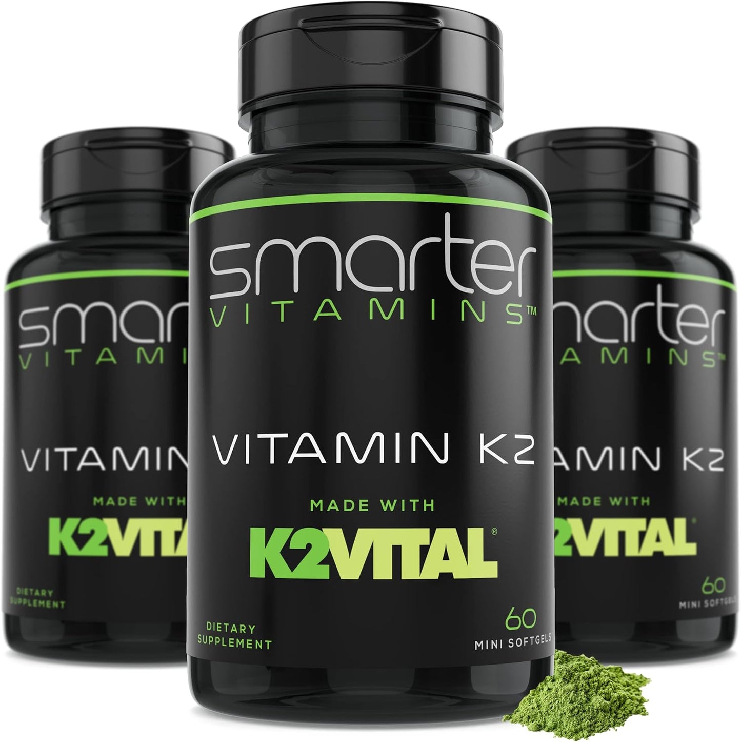 (3 Pack) Smarter Vitamin K2 MK7 100mcg, Made with K2VITAL and Kale, 180 Liquid Softgels
