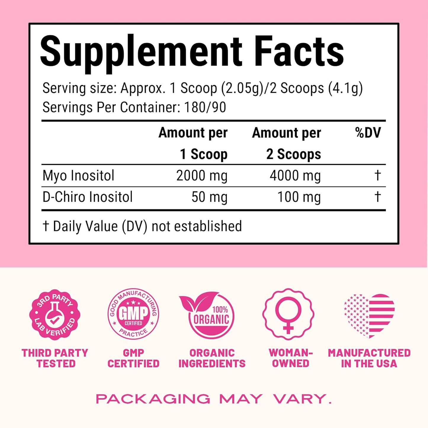 Myo-Inositol & D-Chiro Inositol Supplement for Women – PCOS Supplements for Fertility, OvaSupport Powder with Vitamins 40:1 Ratio Myo 2000mg & D-Chiro 50mg, 13.02 oz, 90 Day Supply by VITA-PCOS