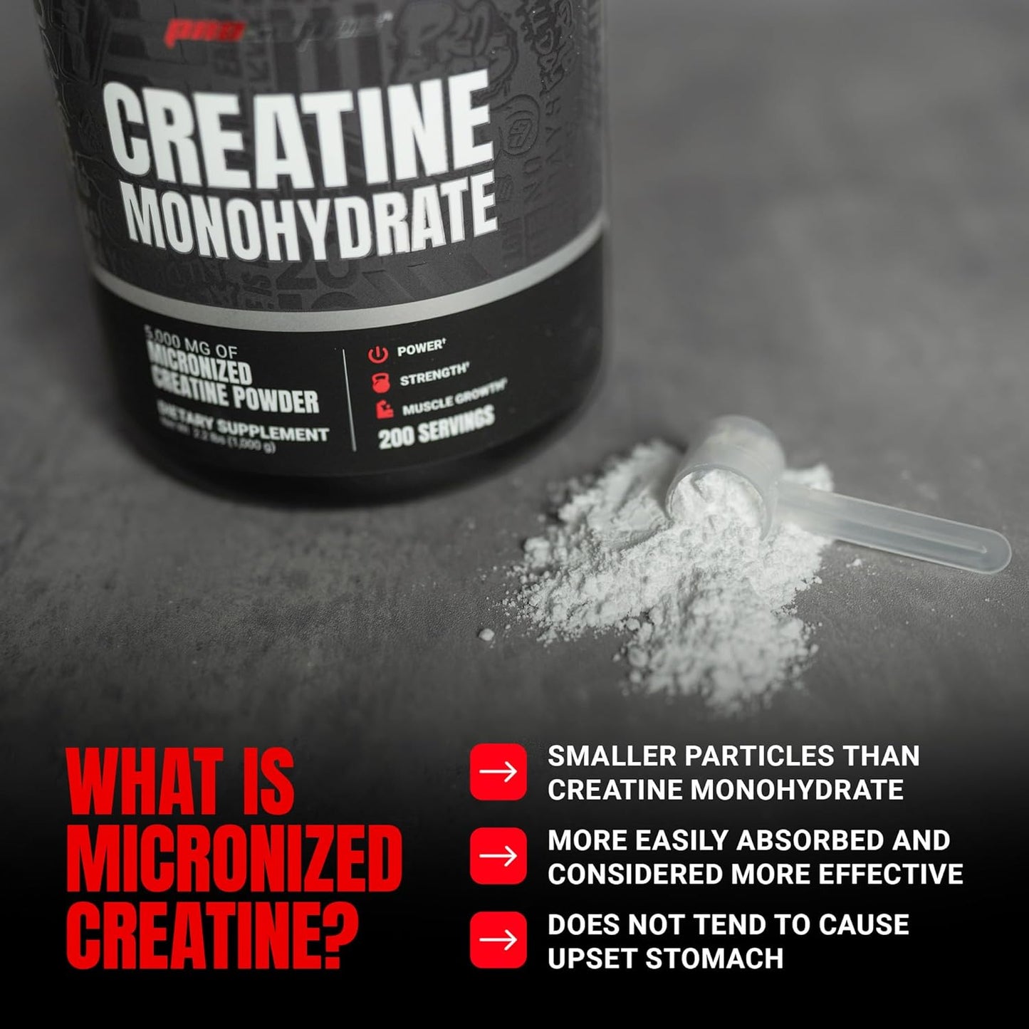 PROSUPPS Creatine Monohydrate Powder for Men & Women, Unflavored - 5000,mg of Micronized Creatine - Gym Workout Supplement for Muscle Gain & Recovery - Sugar-Free, Soy & Gluten-Free - 200 Servings