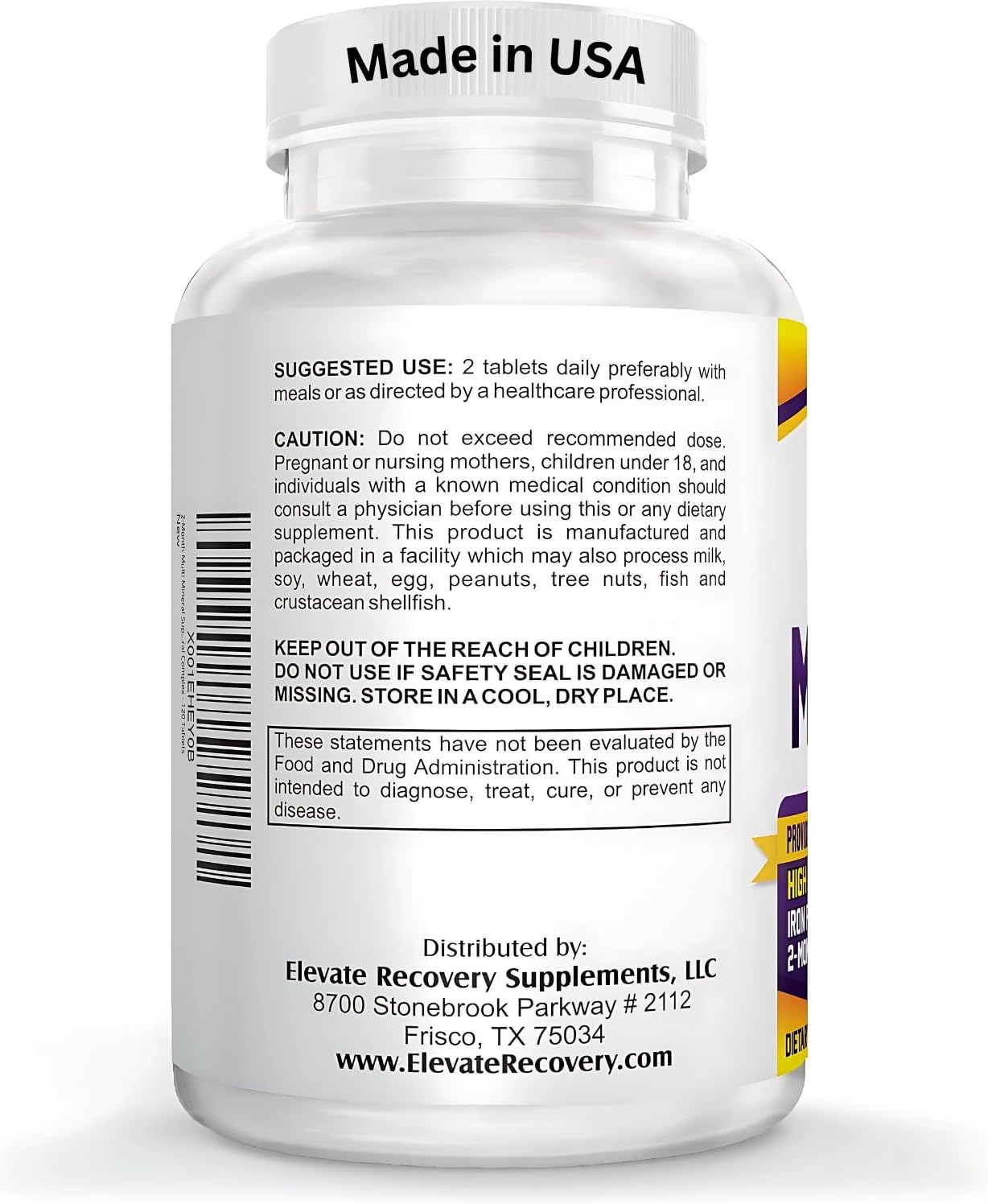 2-Month Multimineral Supplement (Iron Free) Natural Multiminerals | High-Potency Multi Mineral Supplements (15-in-1) Blended Minerals Formula | Mineral Complex | 60-Day Bulk Supply | 120 Tablets