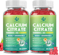 (2 Pack) 1200mg Calcium Citrate with Vitamin D3 Gummies, Ultimate Absorption, Chewable Calcium Citrate with Vitamin D3 K2 C, Magnesium, Zinc for Bone, Muscle, Immune Support- Raspberry, 120 Gummies