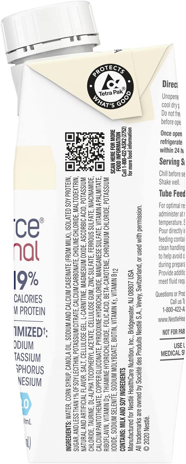 Nestle Novasource Renal Nutritionally Complete Formula Vanilla 8 oz Carton 24 Ct
