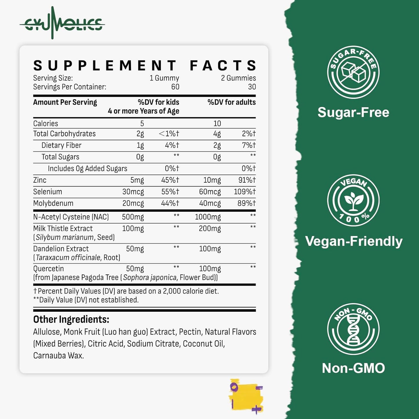 2Pcs NAC Supplement 1000mg for Adults & 500mg for Kids, N-Acetyl Cysteine Ethyl Ester Gummies, Antioxidant Support, Vegan, Non-GMO, Sugar-Free – 120 Gummies