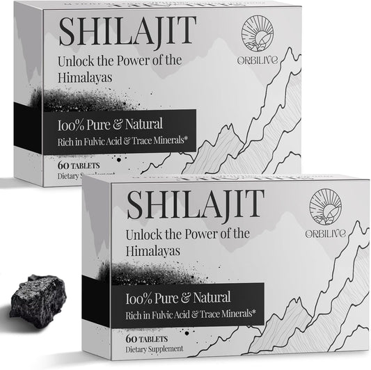 30,000 MG Shilajit Tablets, 100% Shilajit Pure Himalayan Organic, Shilajit for Men and Women Rich in Fulvic Acid & 85+ Trace Minerals, Shilajit Supplement for Energy & Immune System, 120 Count