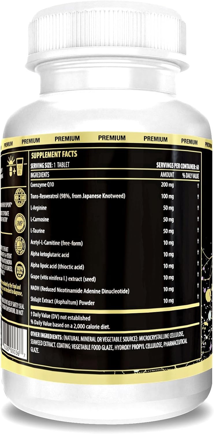 Actif Mitochondrial Mega Support with 10+ Advanced Factors - Non GMO, Fast Acting, Mitochondria and Energy Support, Made in USA, 60 Count