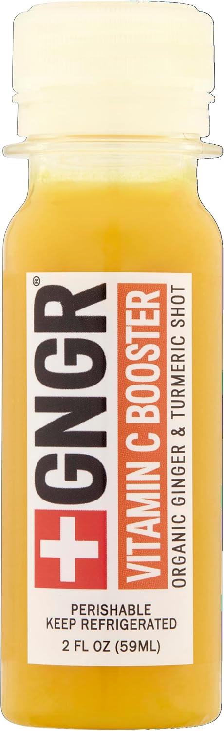 +GNGR Vitamin C Immunity Booster Cold-Pressed Ginger Shot with Turmeric, Cayenne, Acerola, Immunity Shot with Peruvian Ginger Juice for All Natural Immune & Digestive Support 2 fl oz (Pack of 12)