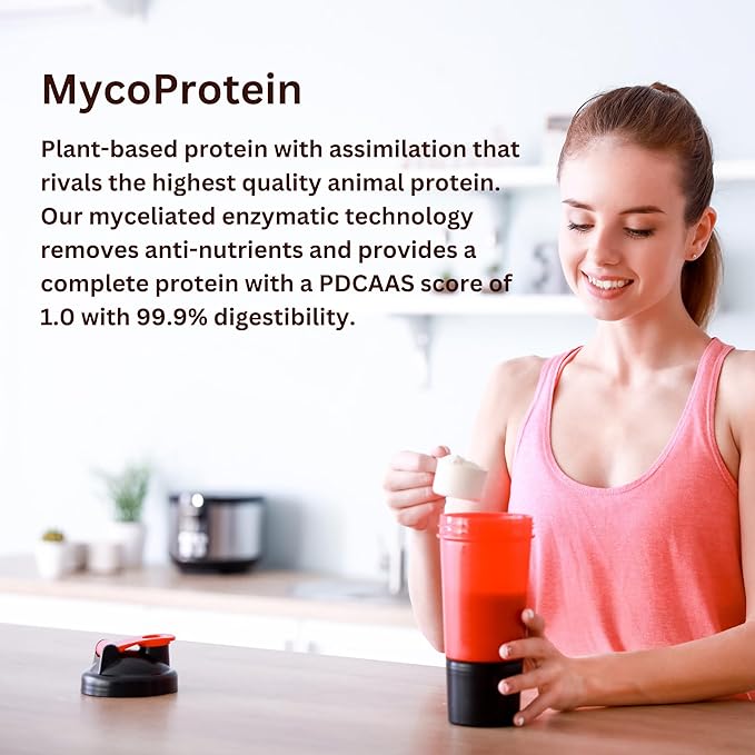Mycoprotein Mushroom Protein Powder, Vanilla - 19g of Vegan Protein, Plant Based, Superfood, Master Blend of Chaga, Reishi, Turkey Tail, Shiitake, Lions Mane, Coffee, Smoothies (1.76 lb)