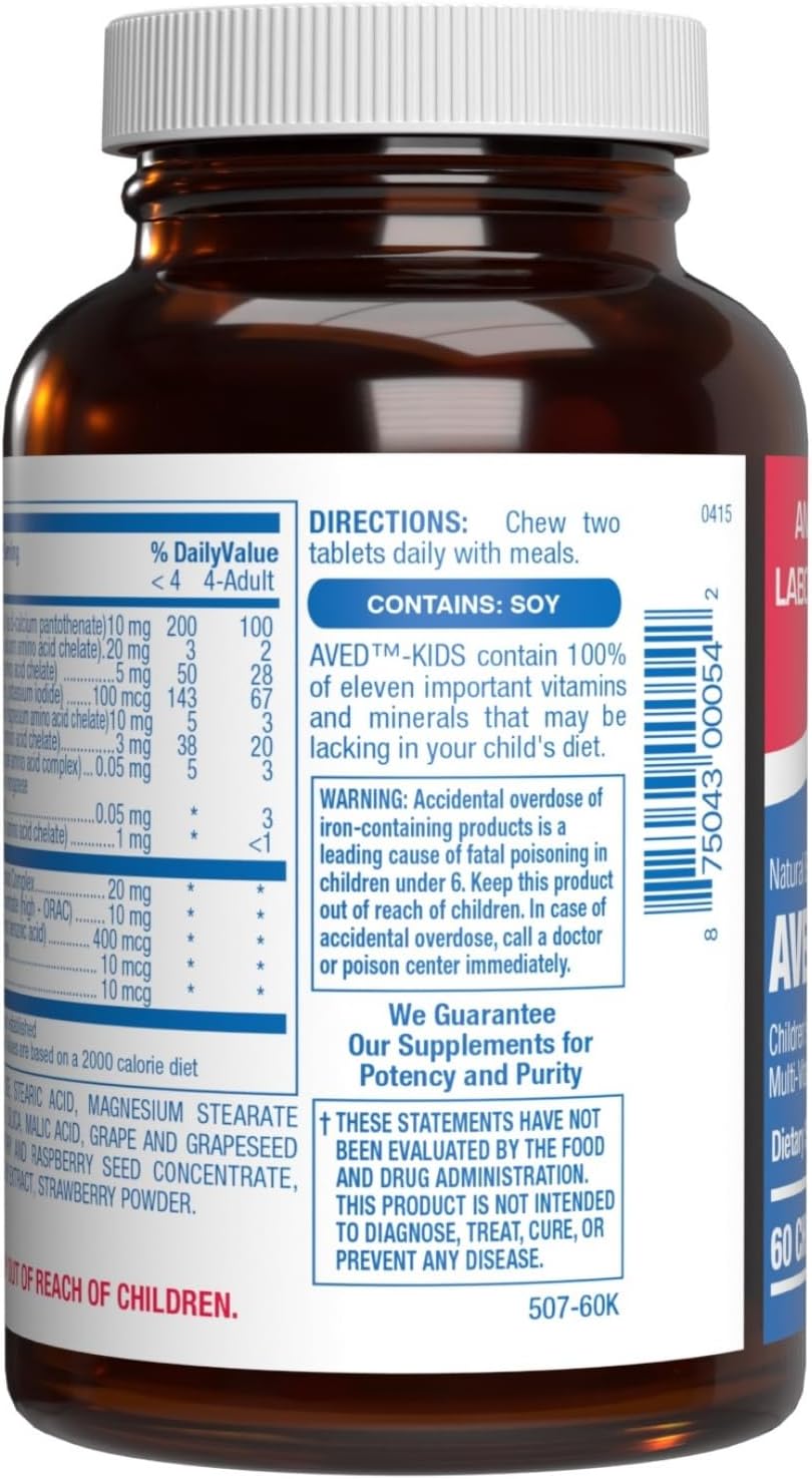 25-in-1 Kids Chewable Multivitamin - Clinically Formulated Kids Multivitamin with Iron Magnesium Vitamins A B Complex C D E Antioxidant Rich Fruit Extracts & More - Made in The USA - 1 Month Supply