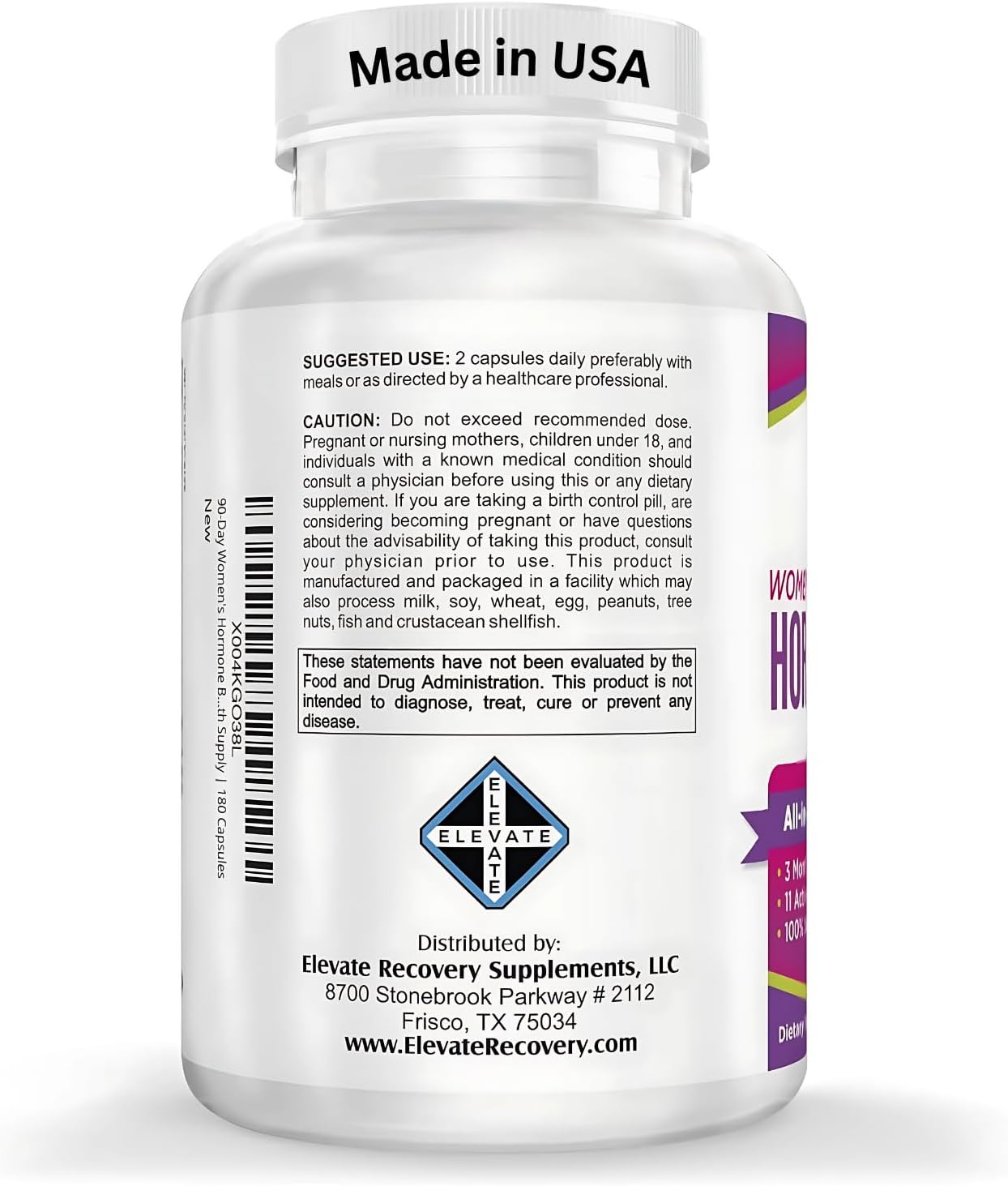 3-Month: Women's Hormone Support Supplement | All-in-1 Formula with 11 Active Ingredients | Female Hormonal Balance Supplements | 90 Day Bulk Supply | 180 Capsules