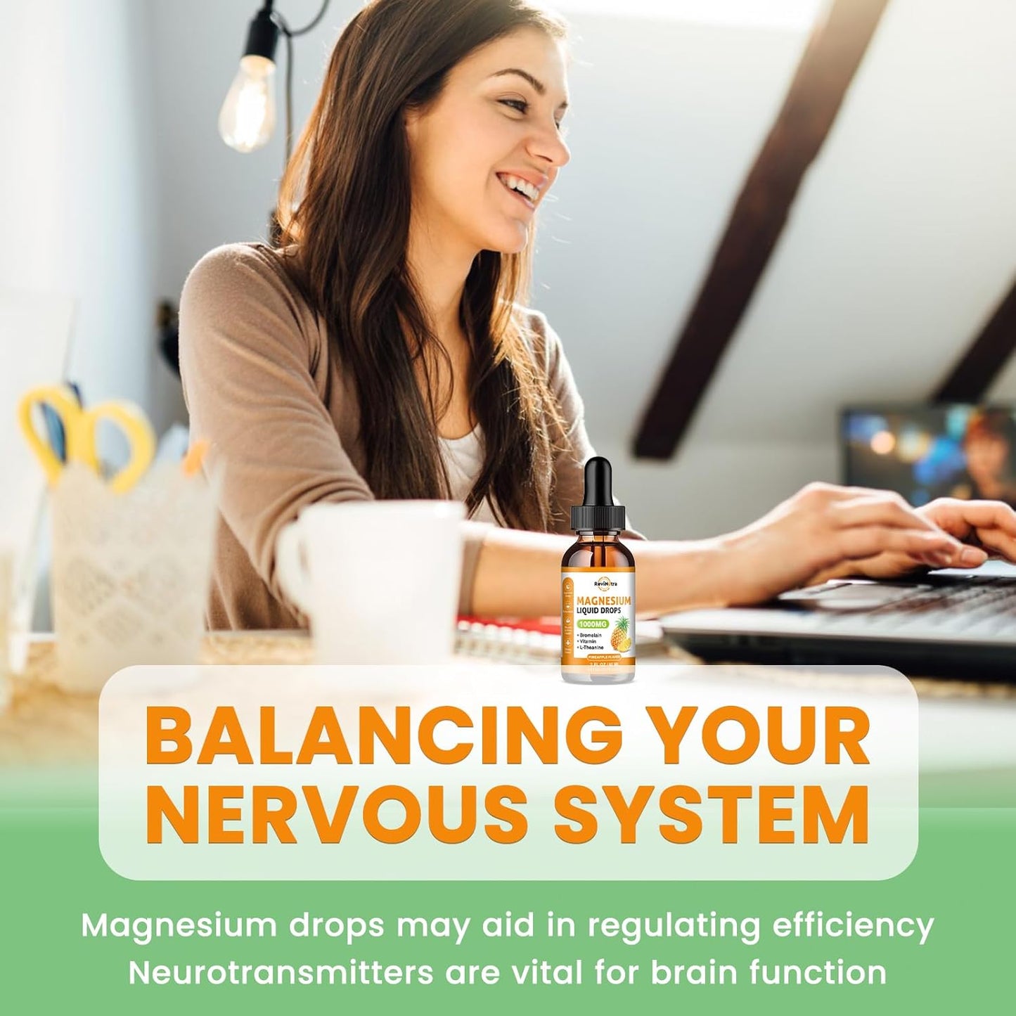 2 Pack Magnesium Glycinate Liquid Drops, 1000mg of Liquid Magnesium Complex Drops for Sleep, Nerve, Energy, Muscle, Bone, Calm & Digestion, High Absorption, 2 Fl Oz, Pineapple Flavor