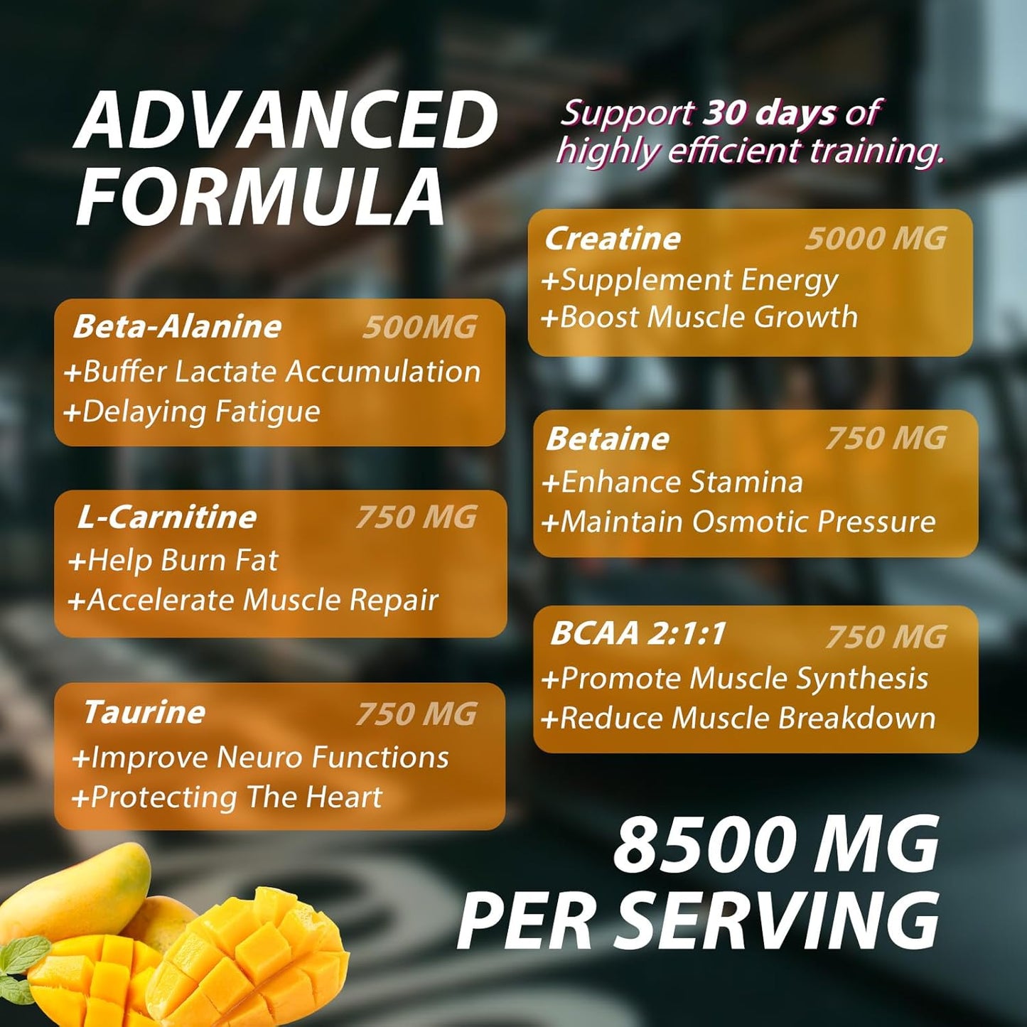 Creatine Monohydrate Gummies Complex 8500 MG for Men & Women, Creatine Monohydrate Supplement for Muscle Growth, Strength & Energy Support, Pre Workout Gummies 120 Count Mango Flavor