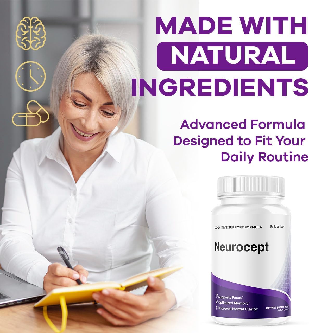 (5 Pack) Neurocept Brain Supplement Capsules - Official Neuro cept Brain & Memory Focus Support Advanced Formula, Neurocept Pills Daily Support for Overall Health & Wellness, 300 Capsules for 5 Months