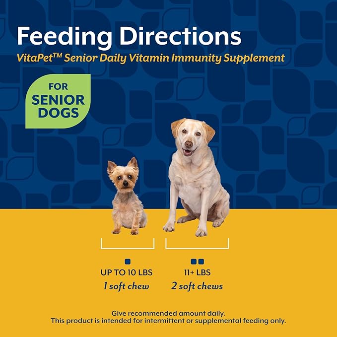 NaturVet VitaPet Senior Daily Vitamin Dog Supplements Plus Glucosamine – Includes Full-Spectrum Vitamins, Minerals – Joint Support for Older, Active Dogs – 120 Ct. Soft Chews