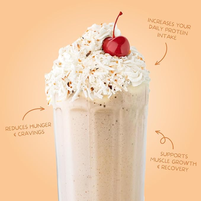 Clean Simple Eats Whey Protein Powder, Coconut Cream Flavor Naturally Sweetened, 100% Grass Fed Protein Powder with Digestive Enzymes & No Artificial Ingredients, Gluten Free, 30 Servings