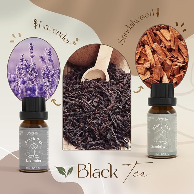 SALUBRITO Zen Fragrance Oil Set, Tea Essential Oil for Diffuser, Candle, Soap Making, White Tea, Black Tea, Green Tea Blended with Rose, Bamboo, Lavender, Sandalwood, Frankincense, Citrus Scented Oil