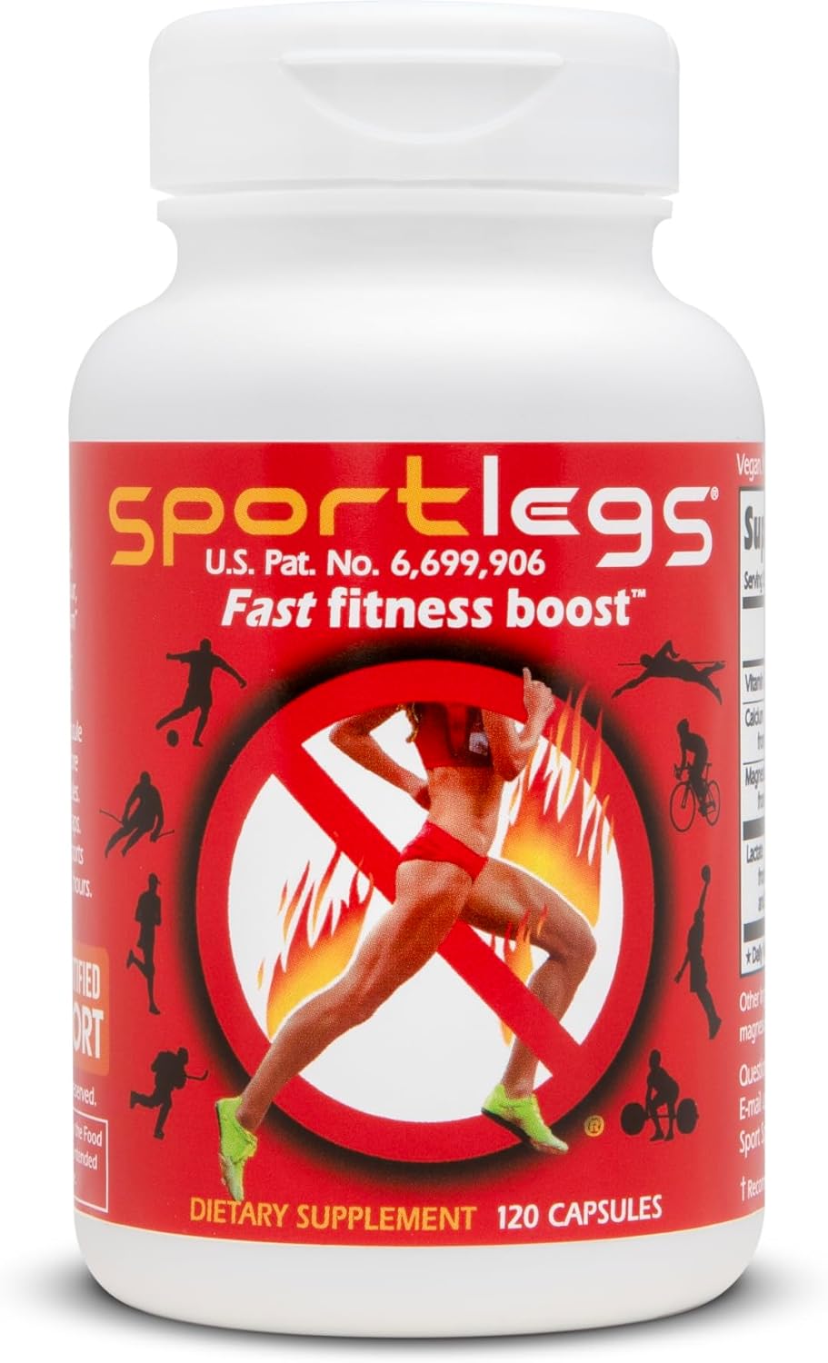 SPORTLEGS Fast Fitness Boost Pre Workout for Men and Women, Lactic Acid Supplement, Sports Endurance Fuel, Endurance Supplements for Runners - NSF Certified for Sport,120-Capsule Bottle, Pack of 1