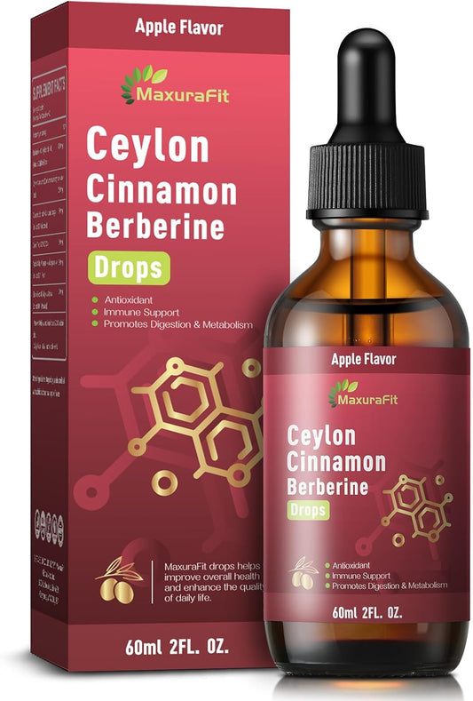 2 Pack Ceylon Cinnamon Berberine Bitter Liquid Drops Supplement with Turmeric,Green Tea,Apple Cider Vinegar,Black Seed Oil 4 FL OZ
