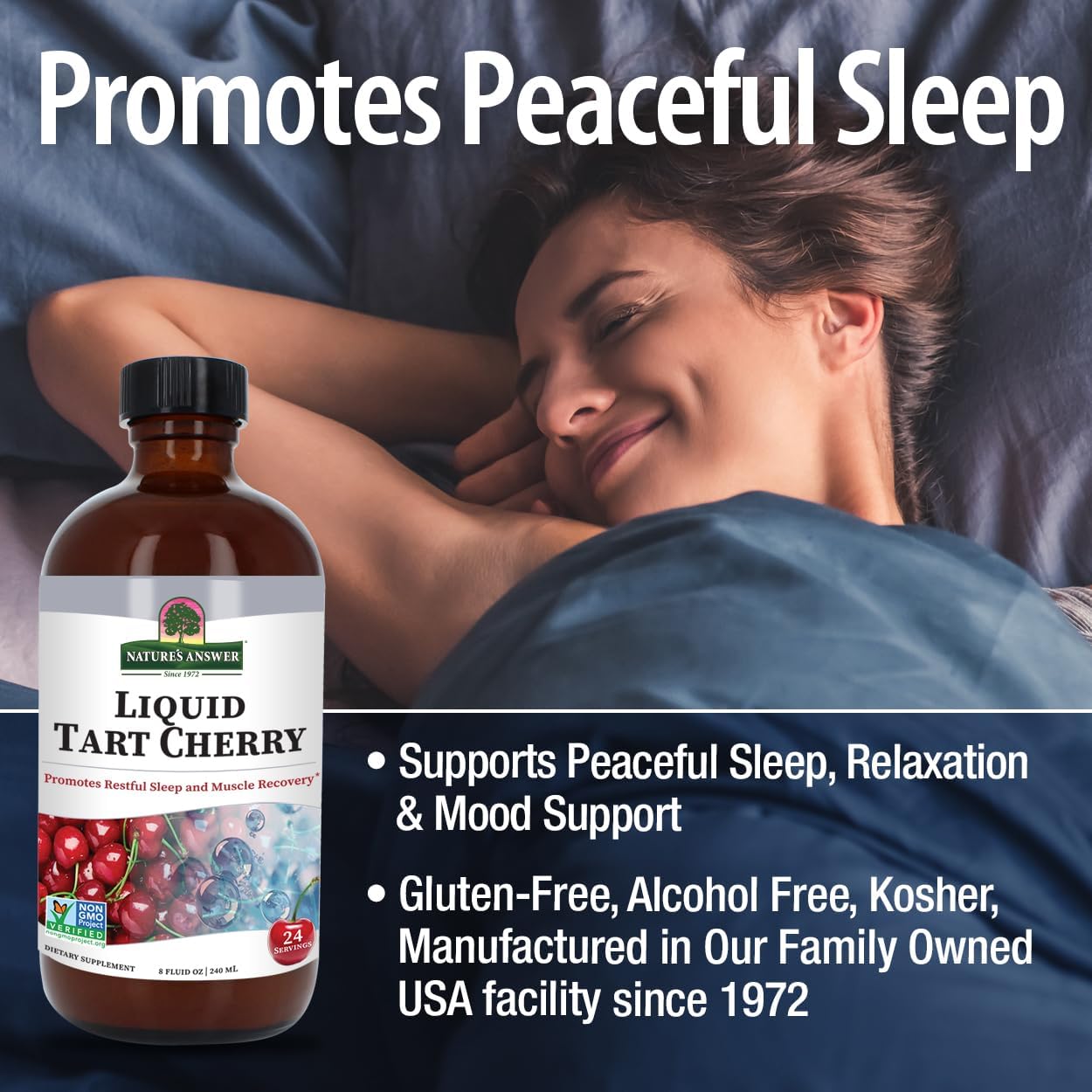 Nature's Answer Tart Cherry 8 Ounce Liquid | Promotes Recovery & Sleep | Rich in Anthocyanins | Non GMO | Gluten Free | Vegan
